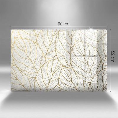 Glass candle plate decorative Line art pattern leaves