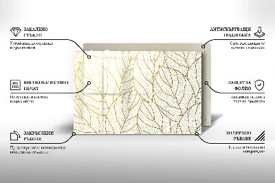 Glass candle plate decorative Line art pattern leaves