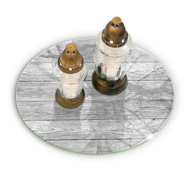 Grave candle plate Old wood planks