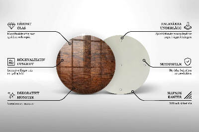 Glass candle plate Dark wood plank