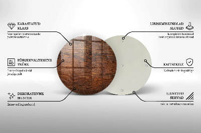 Glass candle plate Dark wood plank