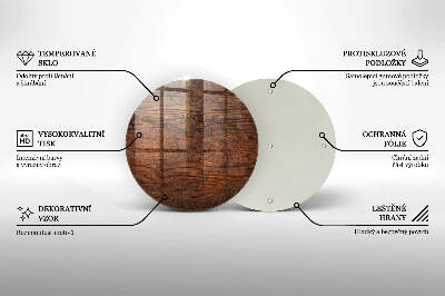 Glass candle plate Dark wood plank
