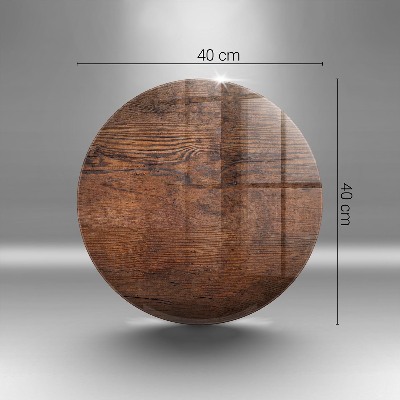 Glass candle plate Dark wood plank