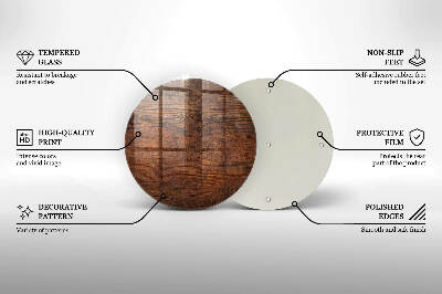 Glass candle plate Dark wood plank