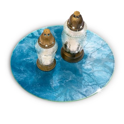 Glass candle plate Blue water