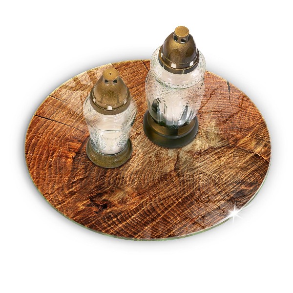Glass candle plate Wood grain