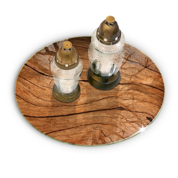 Glass candle plate Wood plank texture