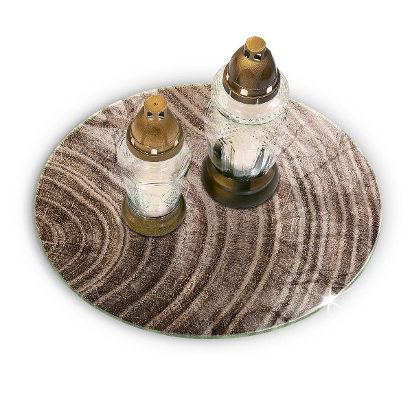 Glass candle plate Tree rings wood