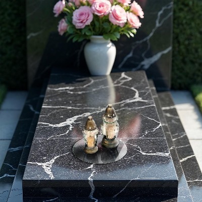 Grave candle plate Concrete stone texture