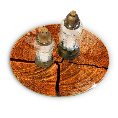 Glass candle plate Wood trunk structure