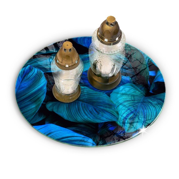 Grave candle plate Jungle foliage leaves