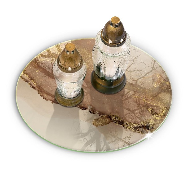 Glass candle plate Abstract gold
