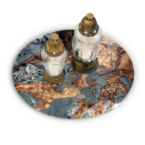 Glass candle plate Golden rock structure
