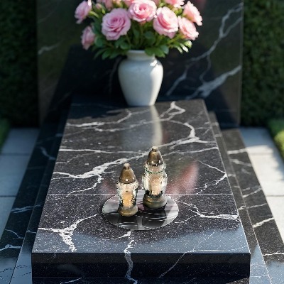 Grave candle plate Abstract soft lines