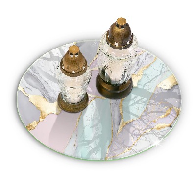 Glass candle plate Pastel marble