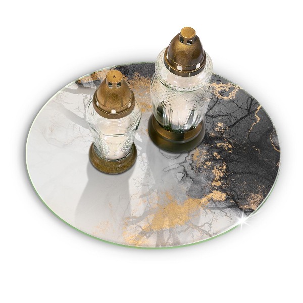 Grave candle plate Abstraction with gold