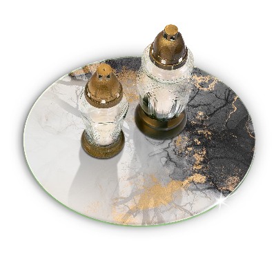 Grave candle plate Abstraction with gold