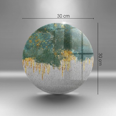 Glass candle plate Abstraction with gold