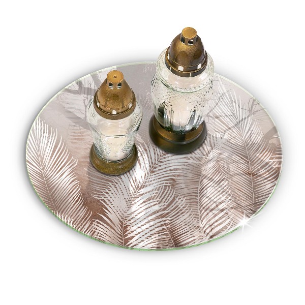 Grave candle plate Boho foliage leaves