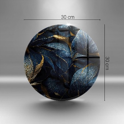 Grave candle plate Decorative leaves with gold