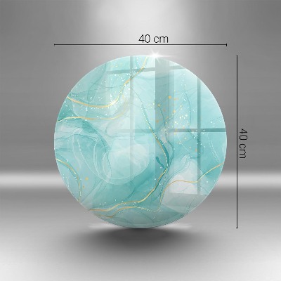 Glass candle plate Blue and gold abstraction