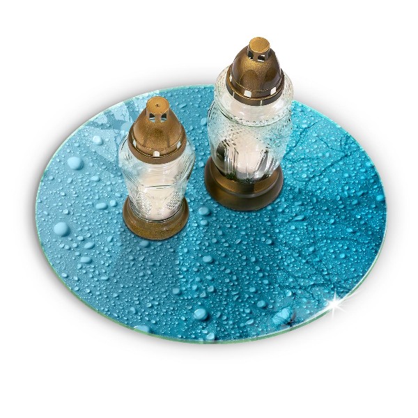 Glass candle plate Water drops