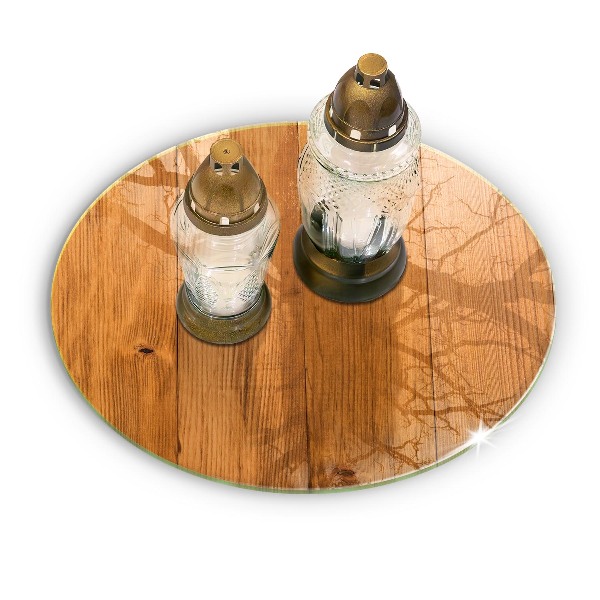 Glass candle plate Wooden boards
