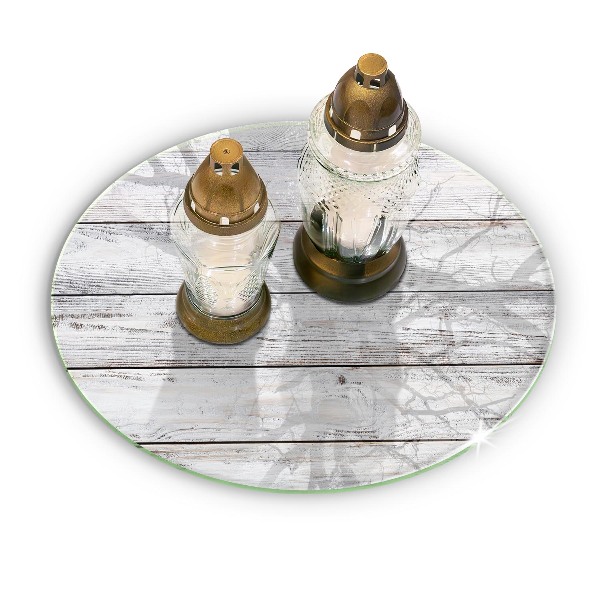 Glass candle plate Light wooden boards