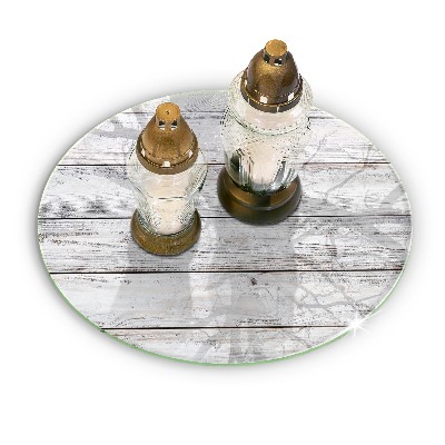 Glass candle plate Light wooden boards