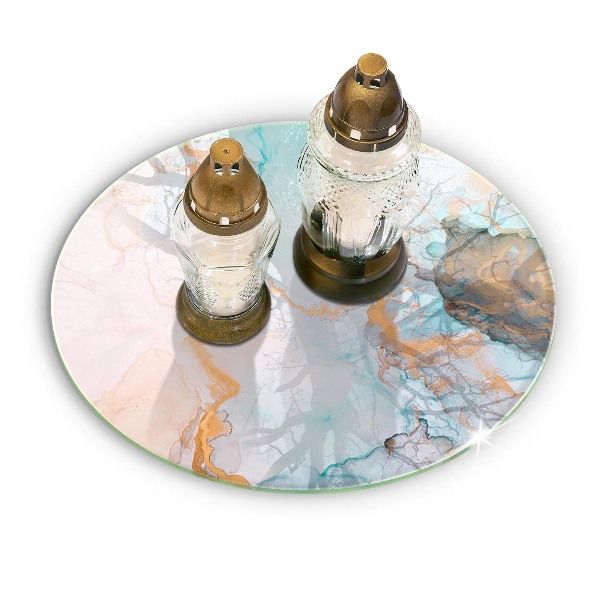 Grave candle plate Marble abstraction