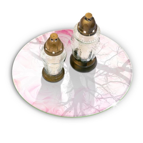 Grave candle plate Delicate roses background
