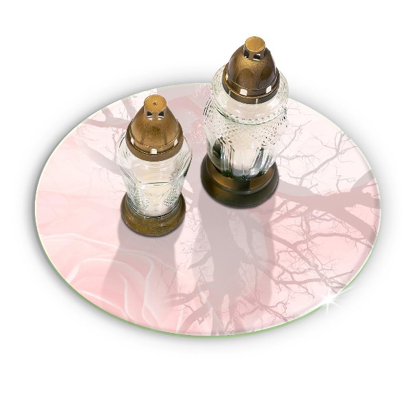 Glass candle plate Pastel roses background