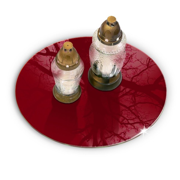 Glass candle plate Burgundy colour