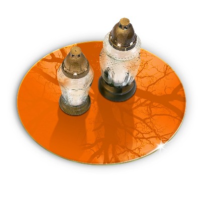 Grave candle plate Orange colour