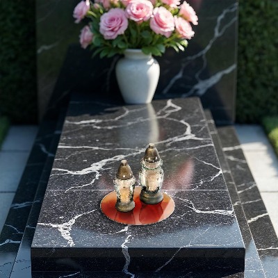 Grave candle plate Orange colour