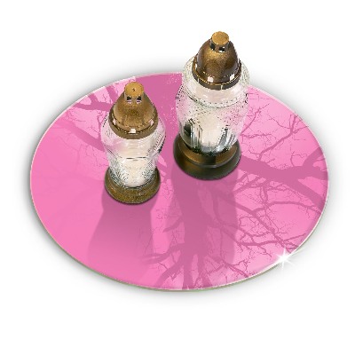 Glass candle plate Pink colour