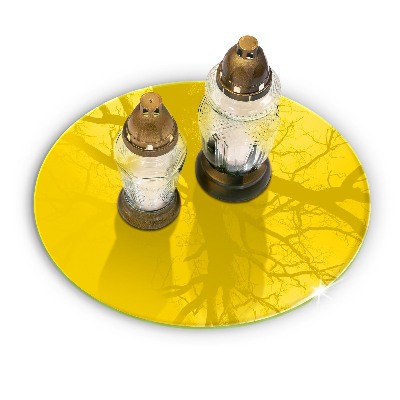Grave candle plate Yellow colour