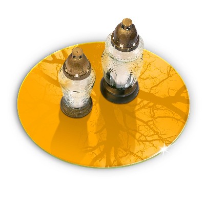 Glass candle plate Dark yellow colour
