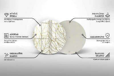 Grave candle plate Line art pattern leaves