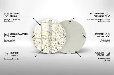 Grave candle plate Line art pattern leaves