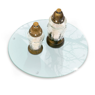 Round grave candle plate transparent