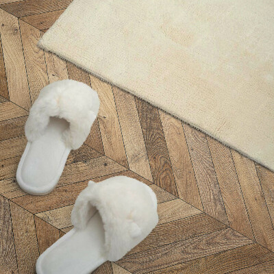 Rectangular bathroom wall panel Herringbone pattern made of wood