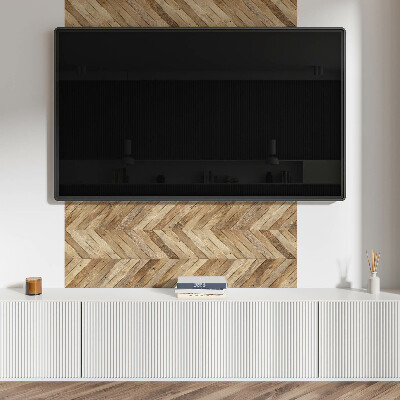 Rectangular bathroom wall panel Herringbone pattern made of wood