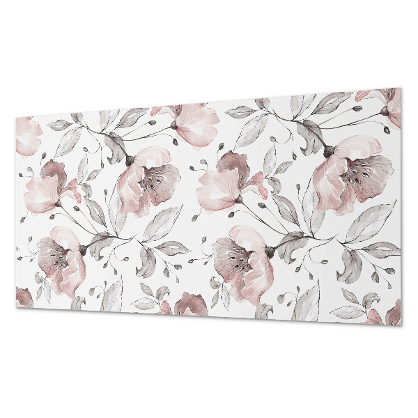 Rectangular bathroom wall panel Floral motif in watercolor style