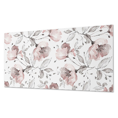 Rectangular bathroom wall panel Floral motif in watercolor style