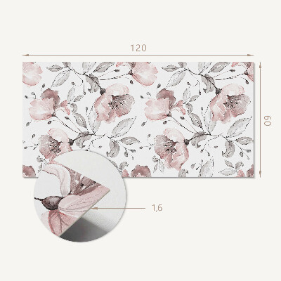 Rectangular bathroom wall panel Floral motif in watercolor style