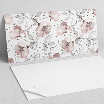 Rectangular bathroom wall panel Floral motif in watercolor style