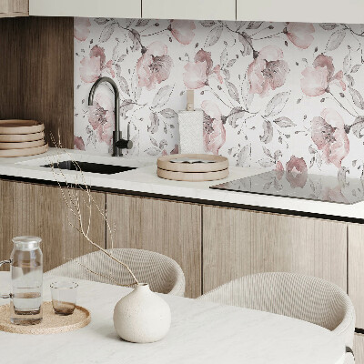 Rectangular bathroom wall panel Floral motif in watercolor style