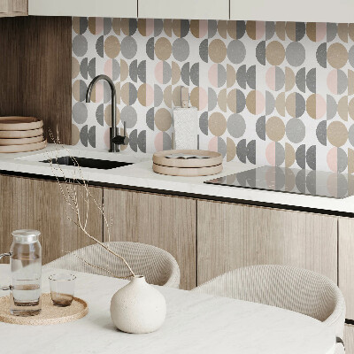 Rectangular bathroom wall panel Circles and semicircles in a geometric style