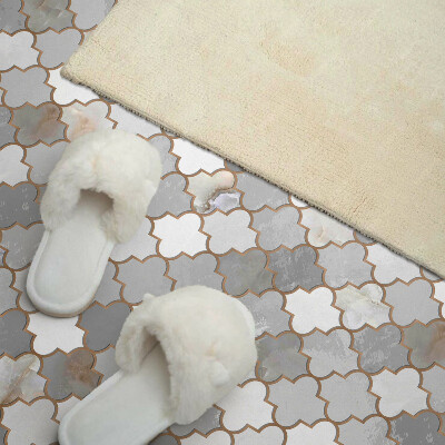 Rectangular bathroom wall panel Mosaic shapes in a harmonious style